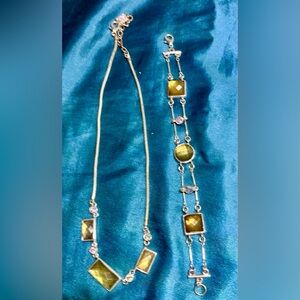 Vintage Anne Klein Citrine Necklace and Bracelet Set
